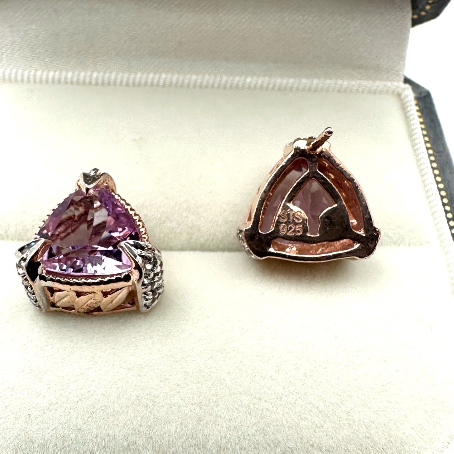 Chuck Clemency Pink Tourmaline & Diamond Rose Gold Plated Sterling Silver Studs