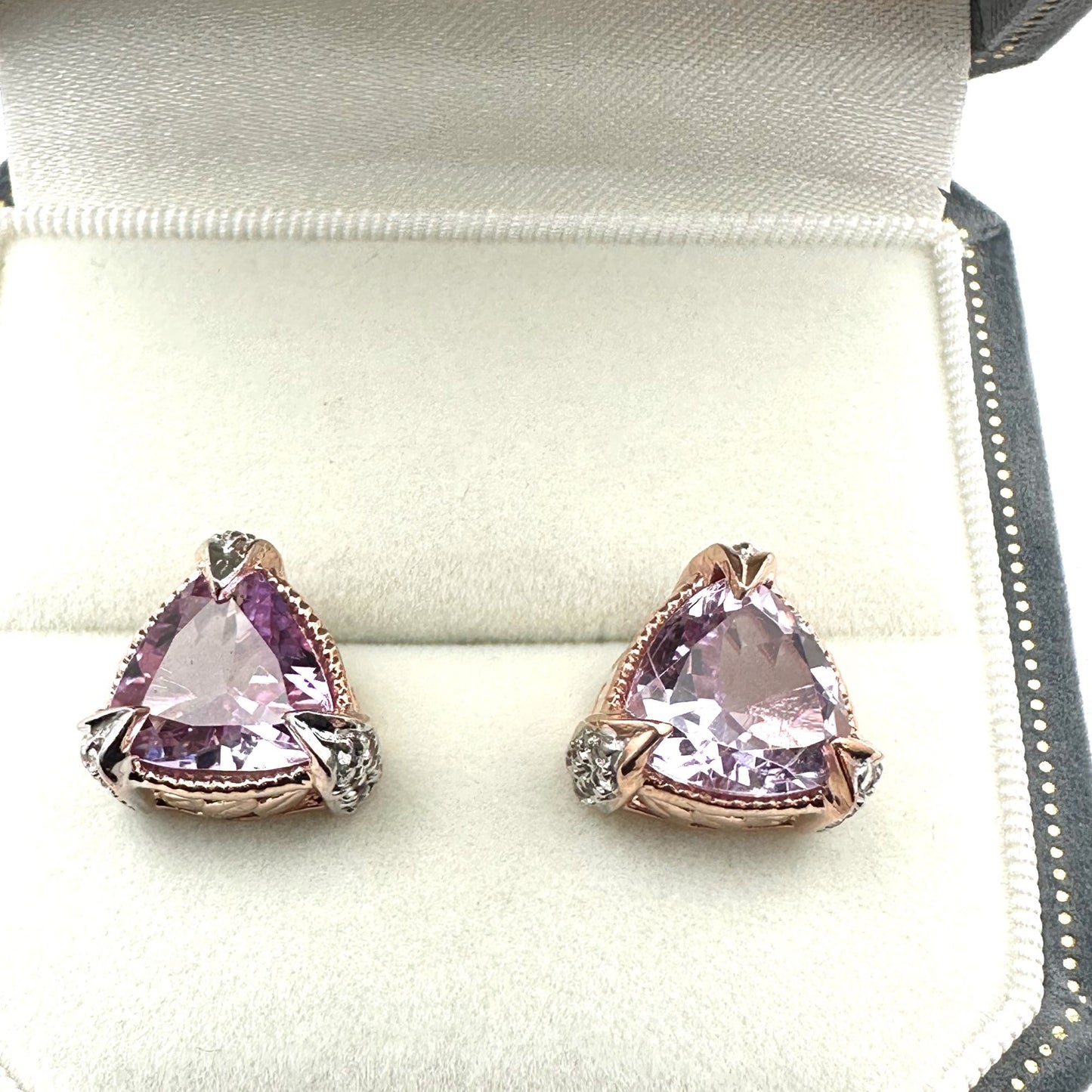 Chuck Clemency Pink Tourmaline & Diamond Rose Gold Plated Sterling Silver Studs
