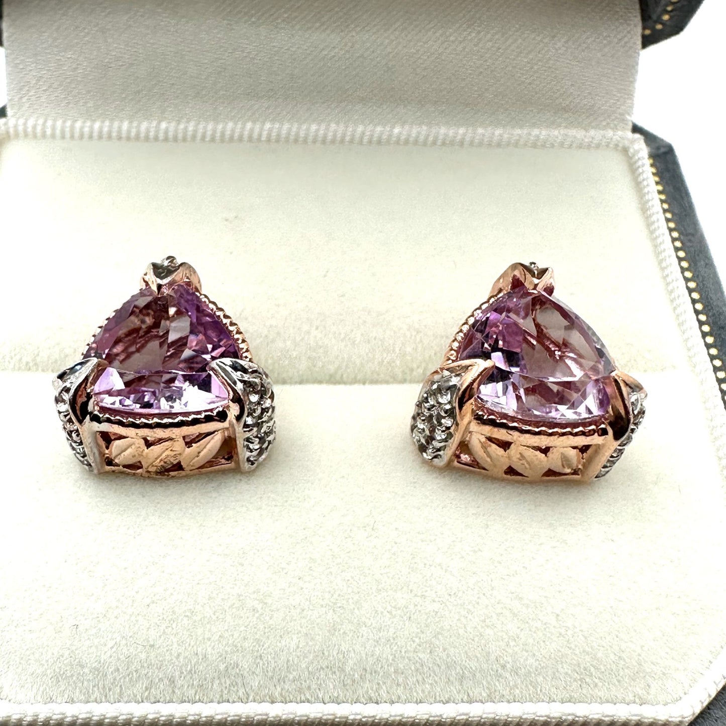 Chuck Clemency Pink Tourmaline & Diamond Rose Gold Plated Sterling Silver Studs