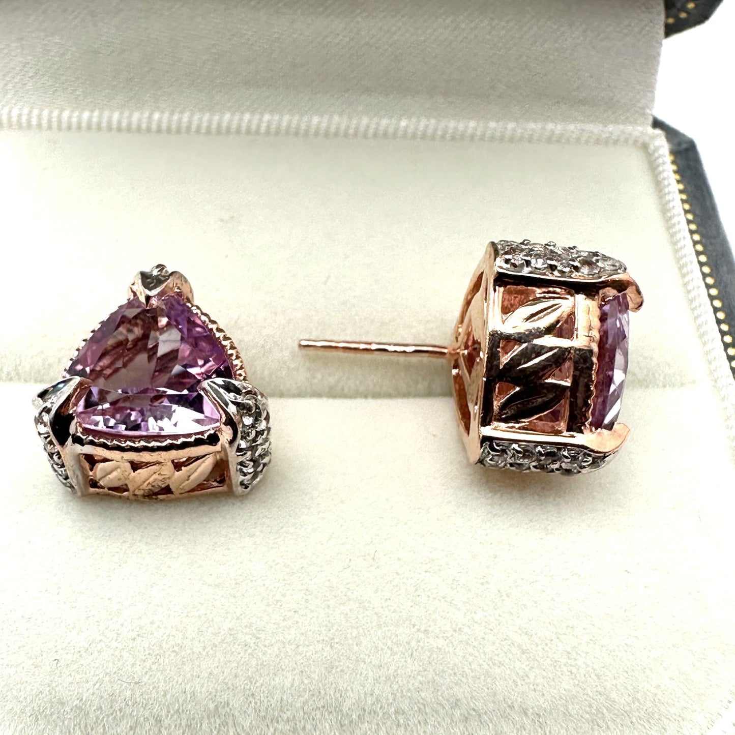 Chuck Clemency Pink Tourmaline & Diamond Rose Gold Plated Sterling Silver Studs