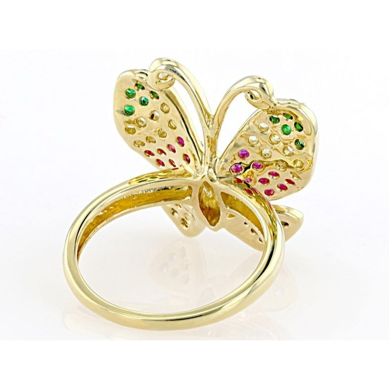 Bella Luce Gemstone Ring Size 7 Gold Plated Sterling Silver Butterfly