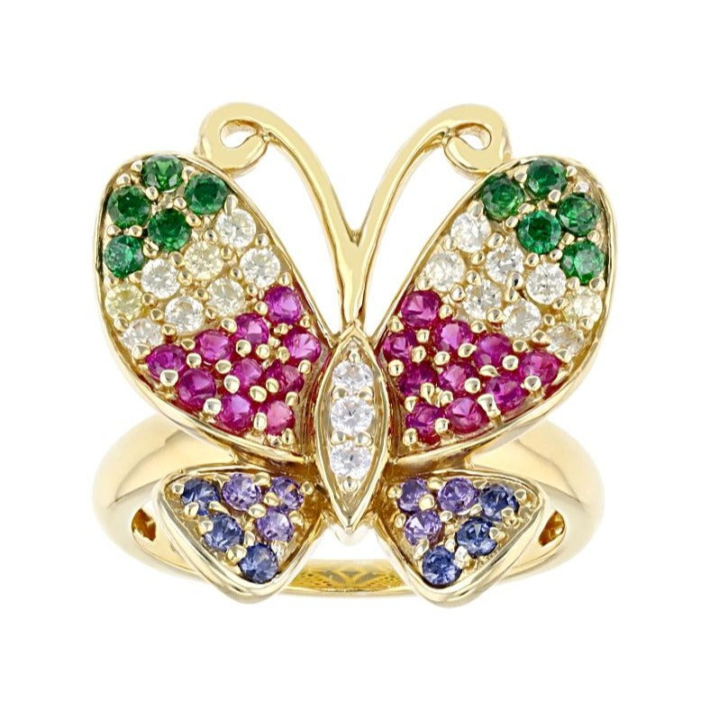 Bella Luce Gemstone Ring Size 7 Gold Plated Sterling Silver Butterfly