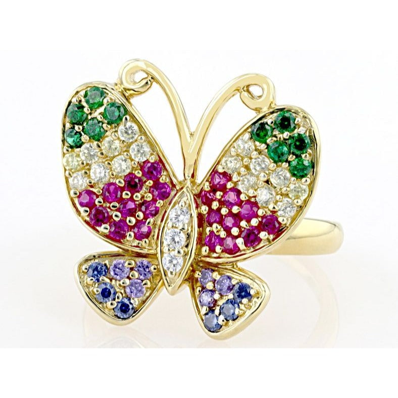 Bella Luce Gemstone Ring Size 7 Gold Plated Sterling Silver Butterfly