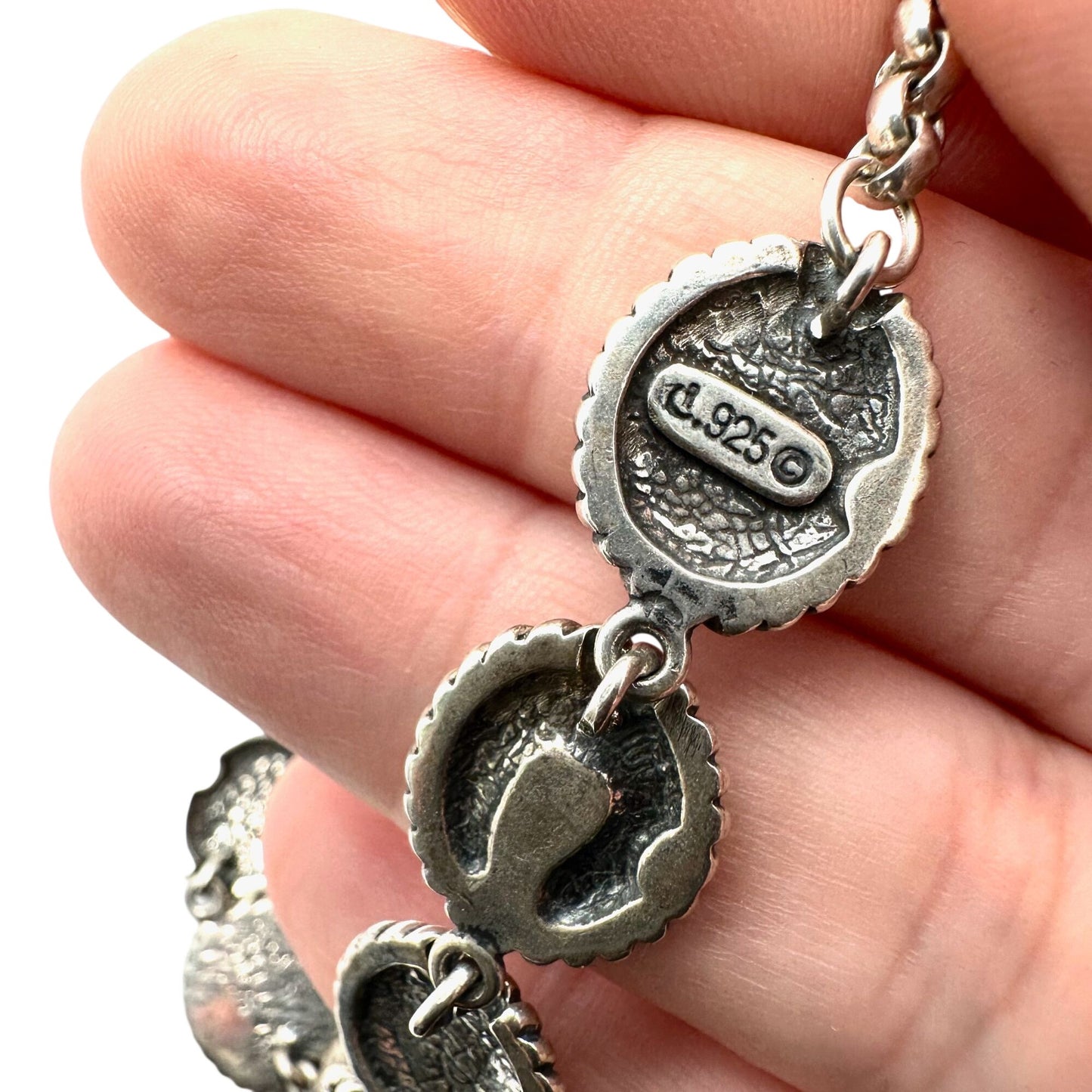 Carolyn Pollack Multi Gemstone Inlay Sterling Silver Bracelet 7.5 Inch