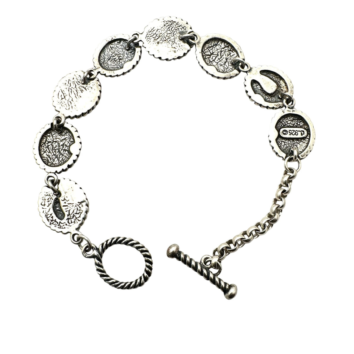 Carolyn Pollack Multi Gemstone Inlay Sterling Silver Bracelet 7.5 Inch
