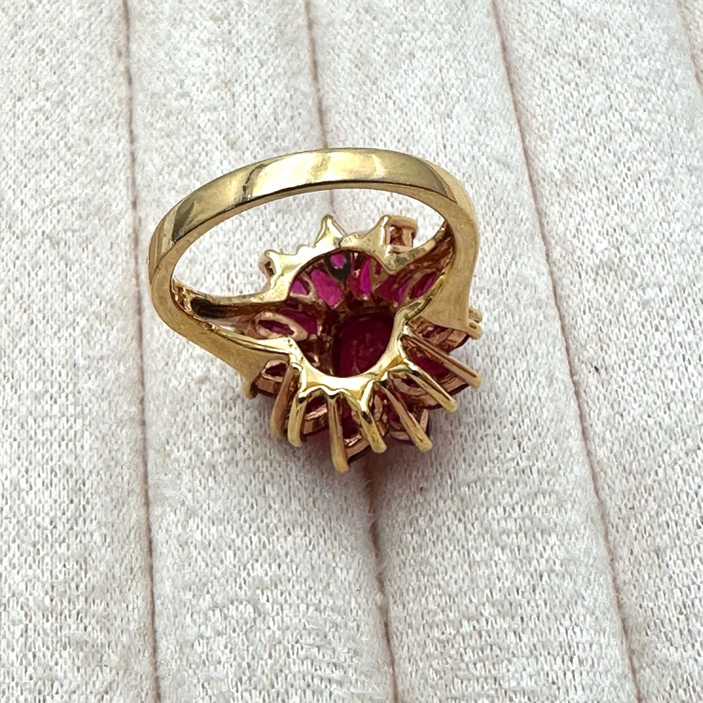 Ross Simons Red Ruby Cluster Ring Gold Plated Sterling Silver Size 7