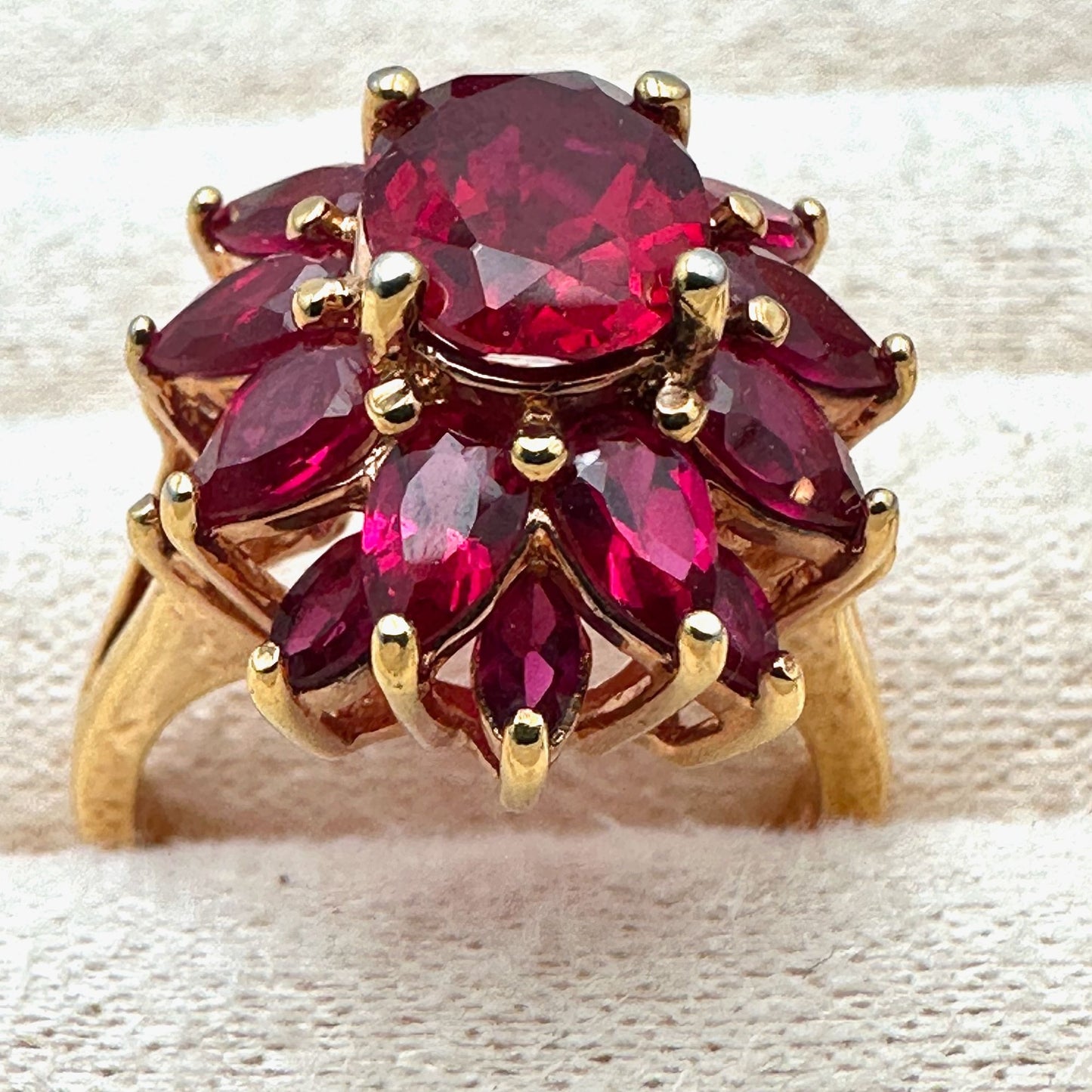 Ross Simons Red Ruby Cluster Ring Gold Plated Sterling Silver Size 7