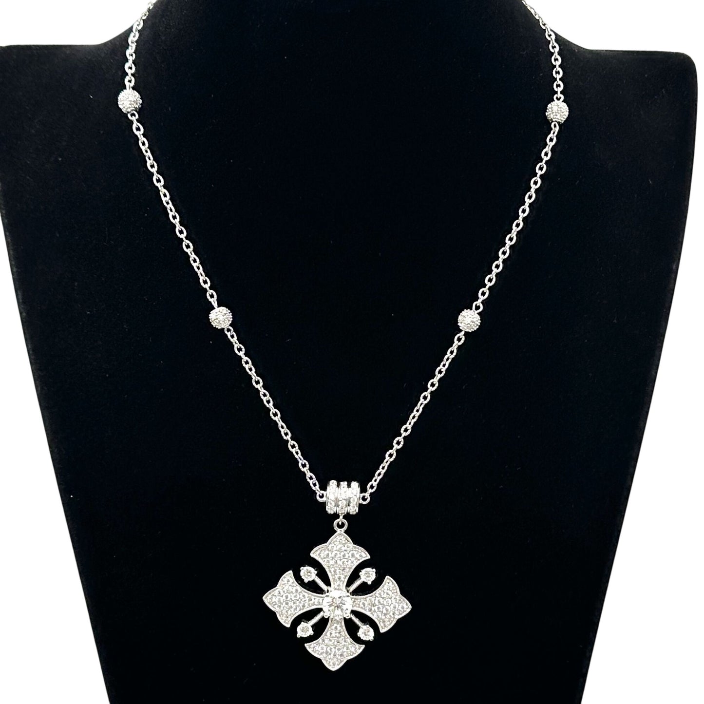 Joseph Esposito Maltese Cross Magnetic Pendant Sterling Silver Necklace