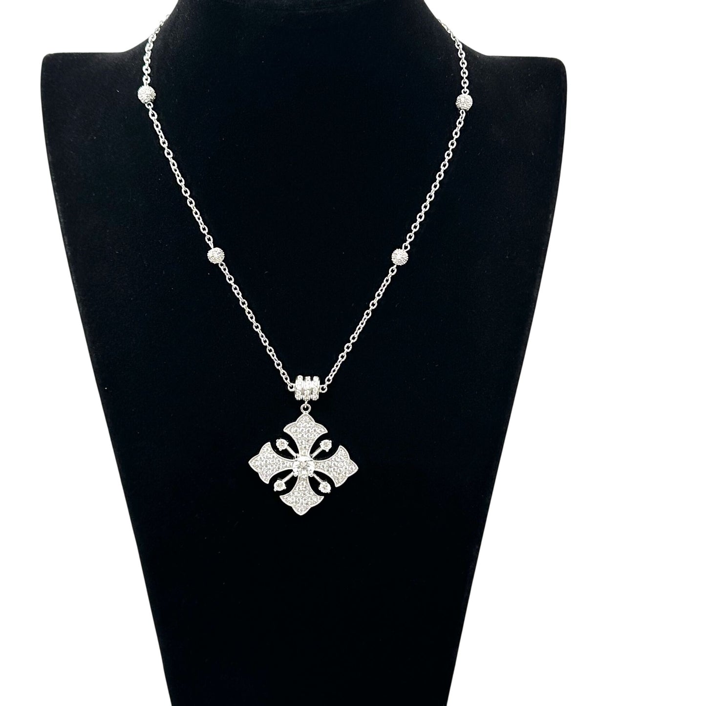 Joseph Esposito Maltese Cross Magnetic Pendant Sterling Silver Necklace