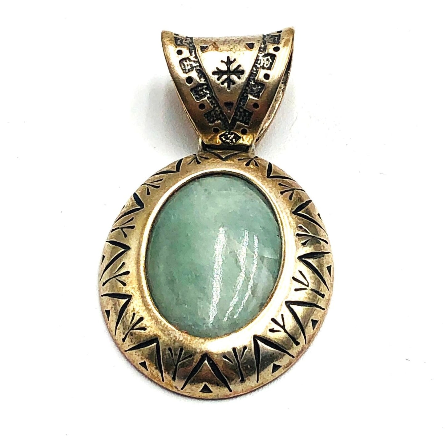 American Southwest Carolyn Pollack Green Aventurine Sterling Silver Pendant