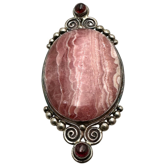 Sajen Garnet Rhodochrosite Sterling silver Pin Pendant