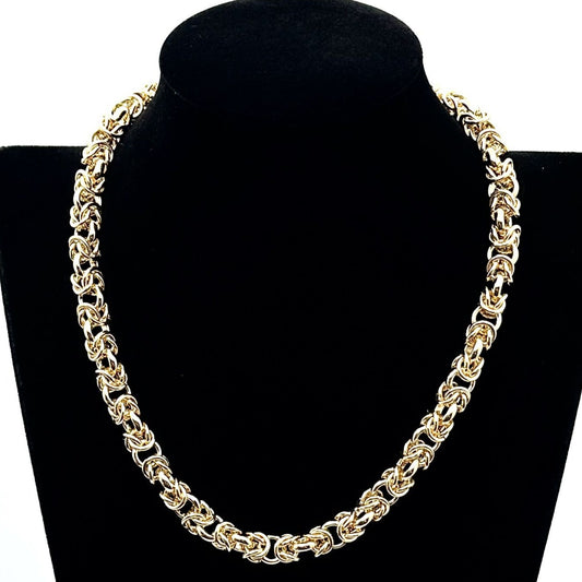 Moda Al Massimo Italy 18K Yellow Gold Plated Heavy Byzantine Chain 17 Inch