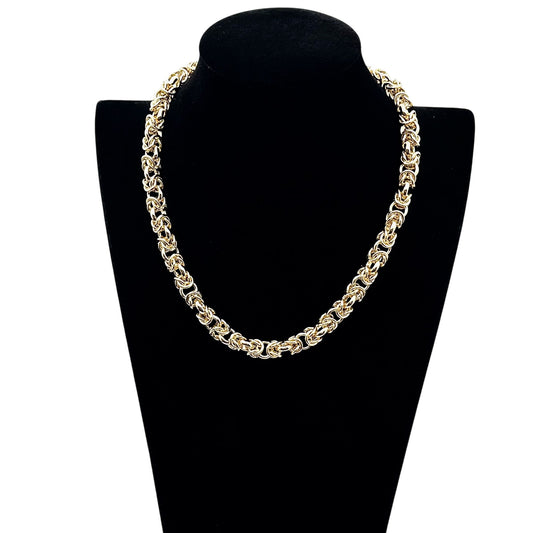 Moda Al Massimo Italy 18K Yellow Gold Plated Heavy Byzantine Chain 17 Inch