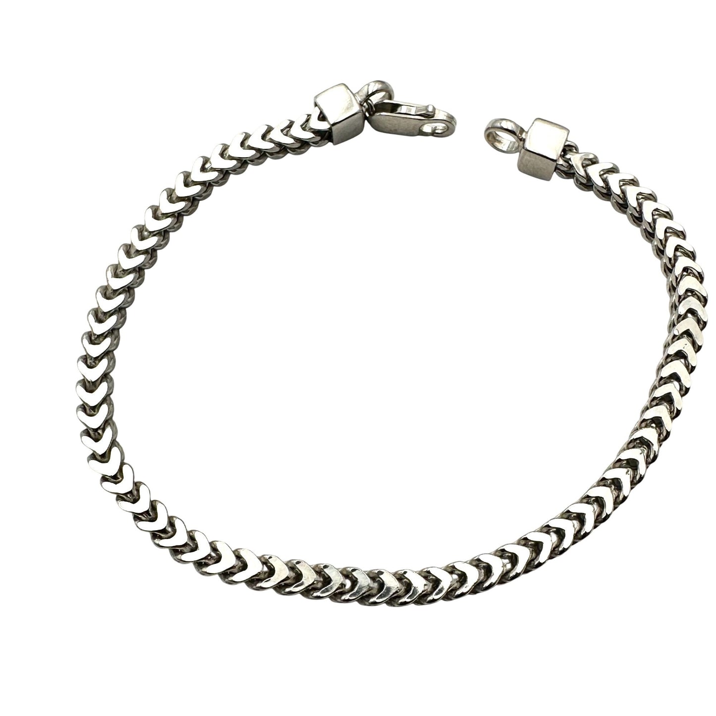 Italy Sterling Silver Chevron Link Chain Bracelet 8 Inch
