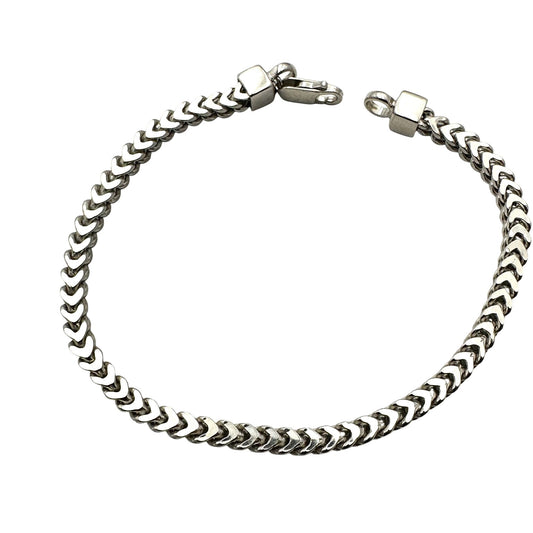 Italy Sterling Silver Chevron Link Chain Bracelet 8 Inch