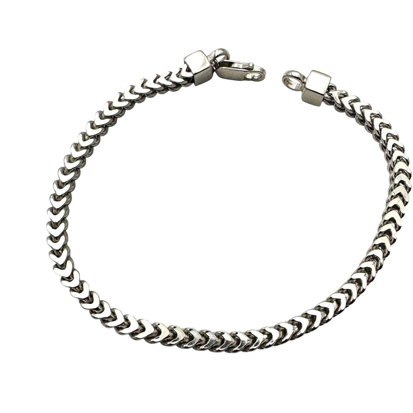 Italy Sterling Silver Chevron Link Chain Bracelet 8 Inch