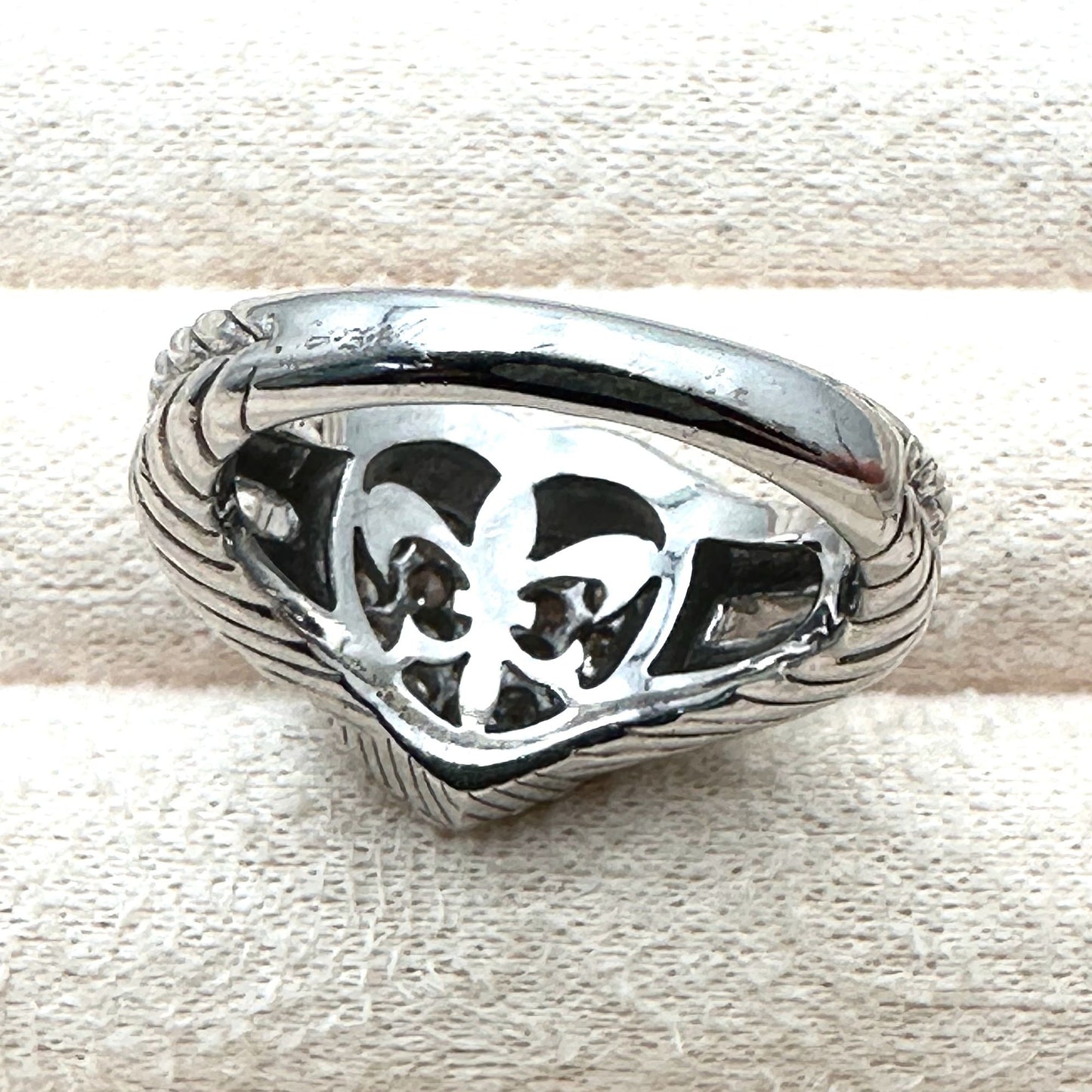 Judith Ripka Ring Sterling Silver Cubic Zirconia Heart Size 9 Unique Gift