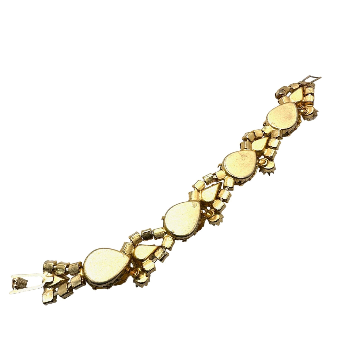 Vintage Juliana? Yellow Orange Givre Glass Rhinestone Gold Tone 7.25" Bracelet