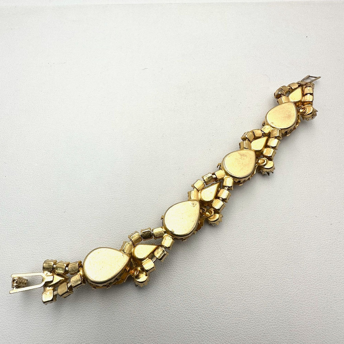 Vintage Juliana? Yellow Orange Givre Glass Rhinestone Gold Tone 7.25" Bracelet