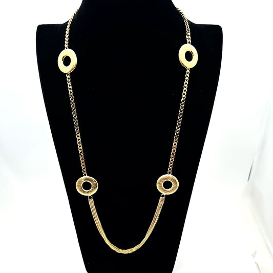 Moda Al Massimo 18K Gold Plated Bronze Brushed Circled Necklace 28 Inch