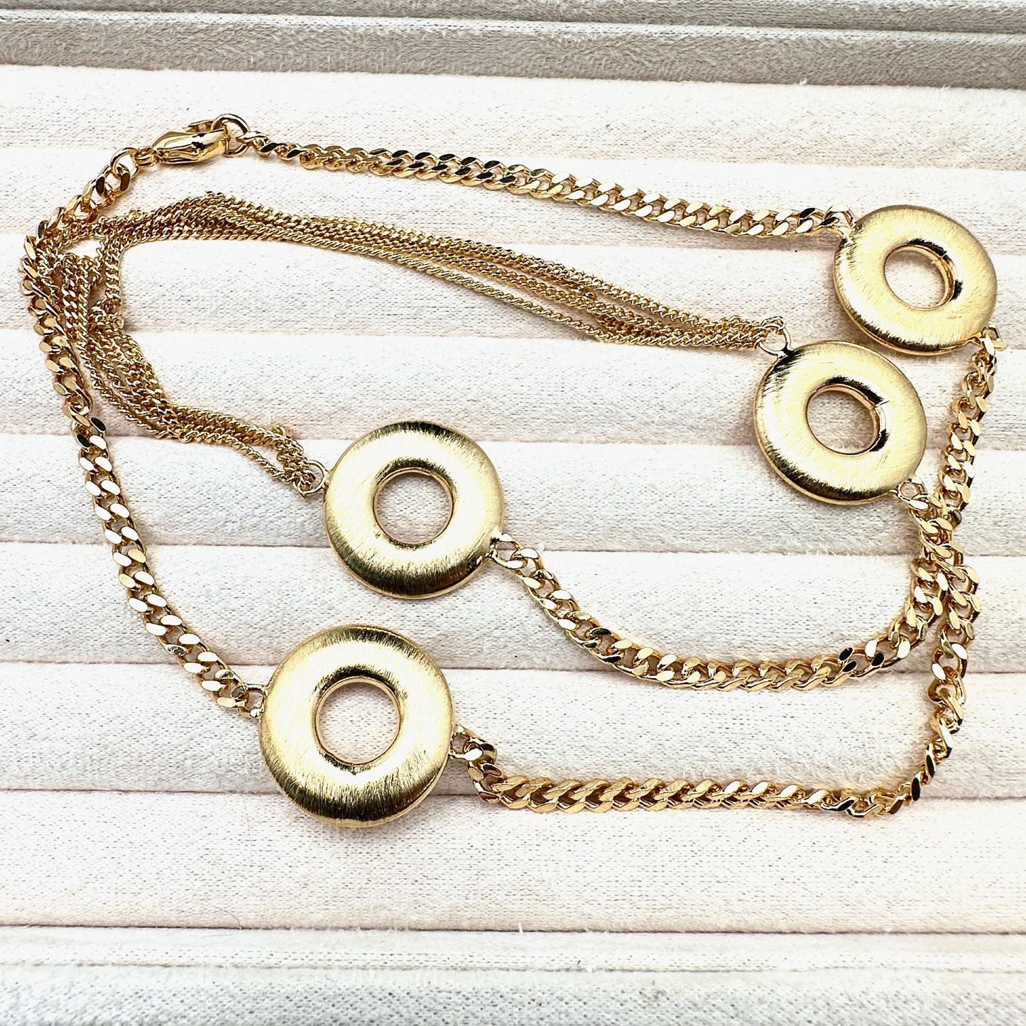 Moda Al Massimo 18K Gold Plated Bronze Brushed Circled Necklace 28 Inch