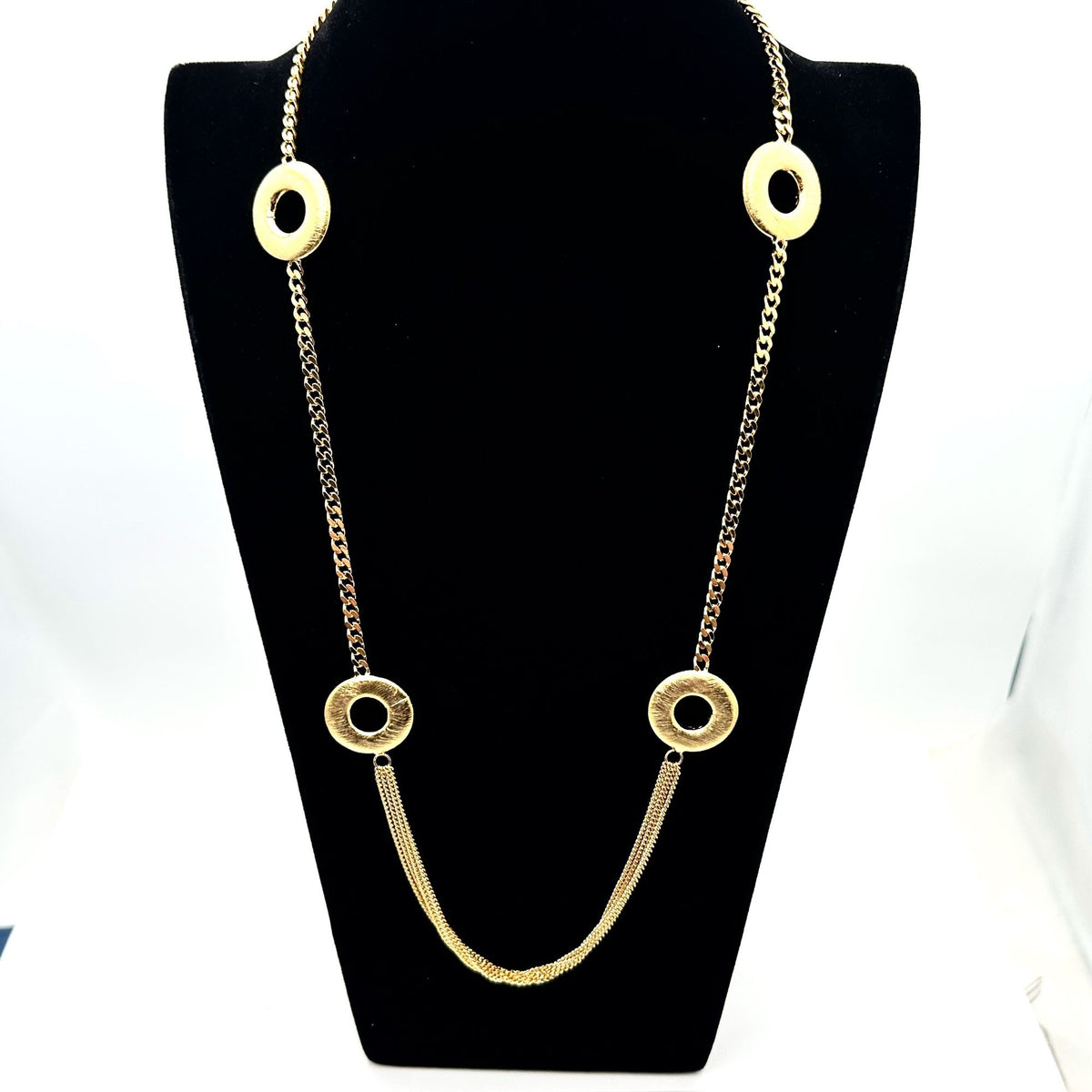Moda Al Massimo 18K Gold Plated Bronze Brushed Circled Necklace 28 Inch