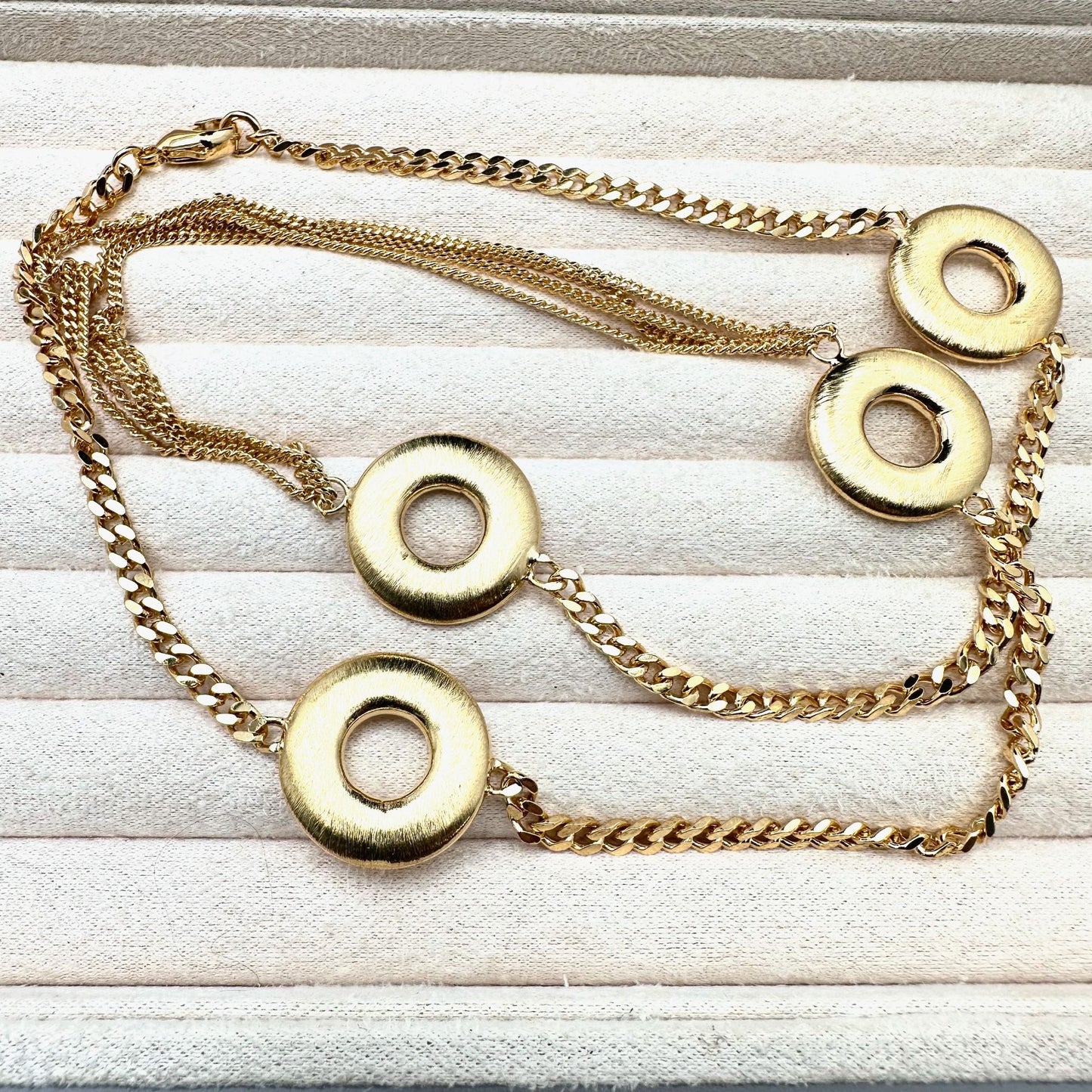 Moda Al Massimo 18K Gold Plated Bronze Brushed Circled Necklace 28 Inch