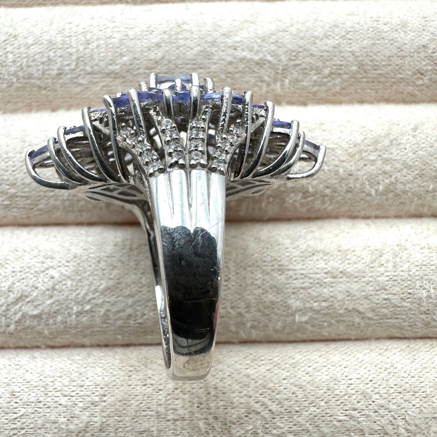 Chuck Clemency Sterling Silver Ring Amethyst Cluster Statement Jewelry Size 8