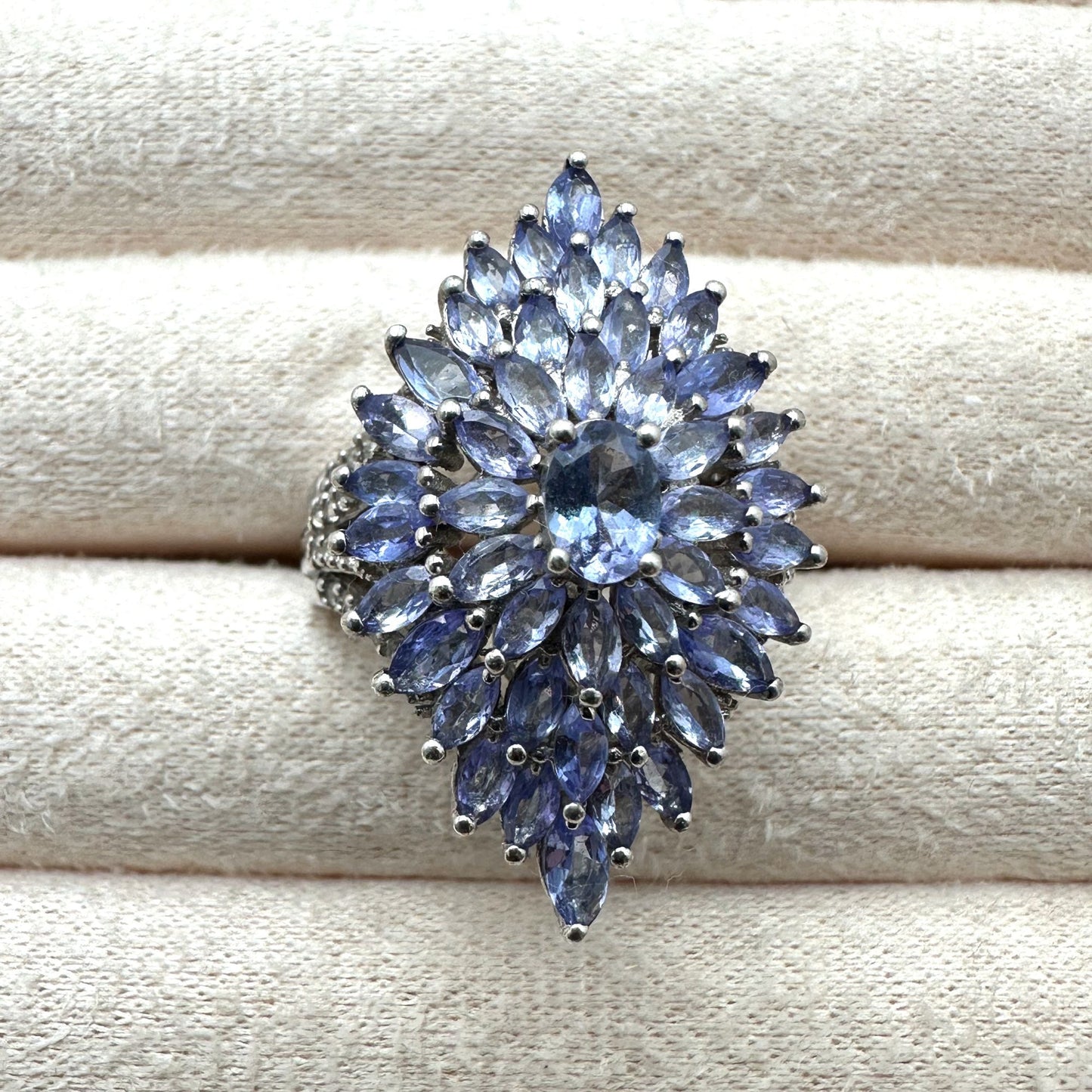 Chuck Clemency Sterling Silver Ring Amethyst Cluster Statement Jewelry Size 8