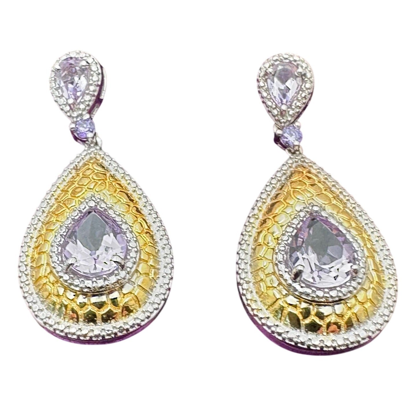 D'Joy Amethyst Sterling Silver Chandelier Pierced Earrings 1.5"