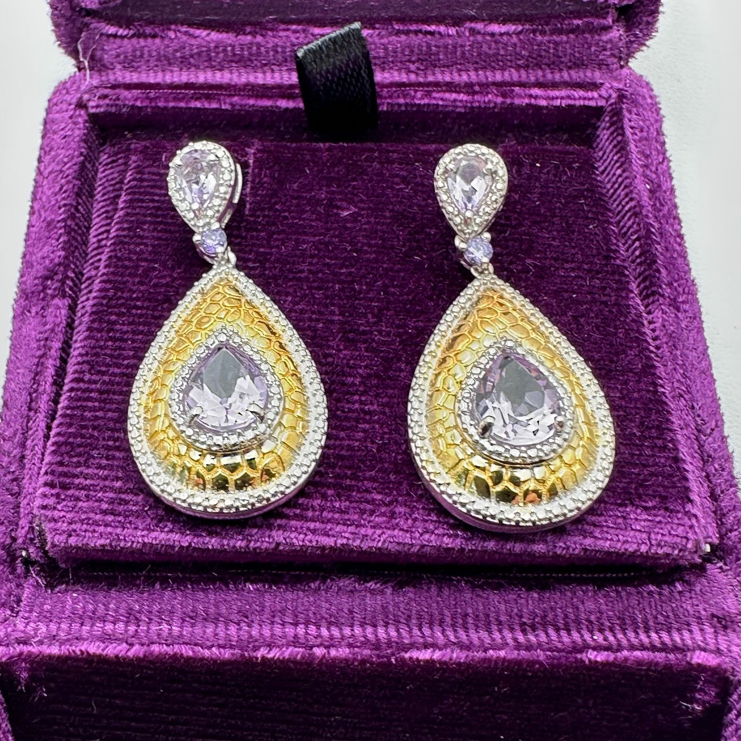 D'Joy Amethyst Sterling Silver Chandelier Pierced Earrings 1.5"