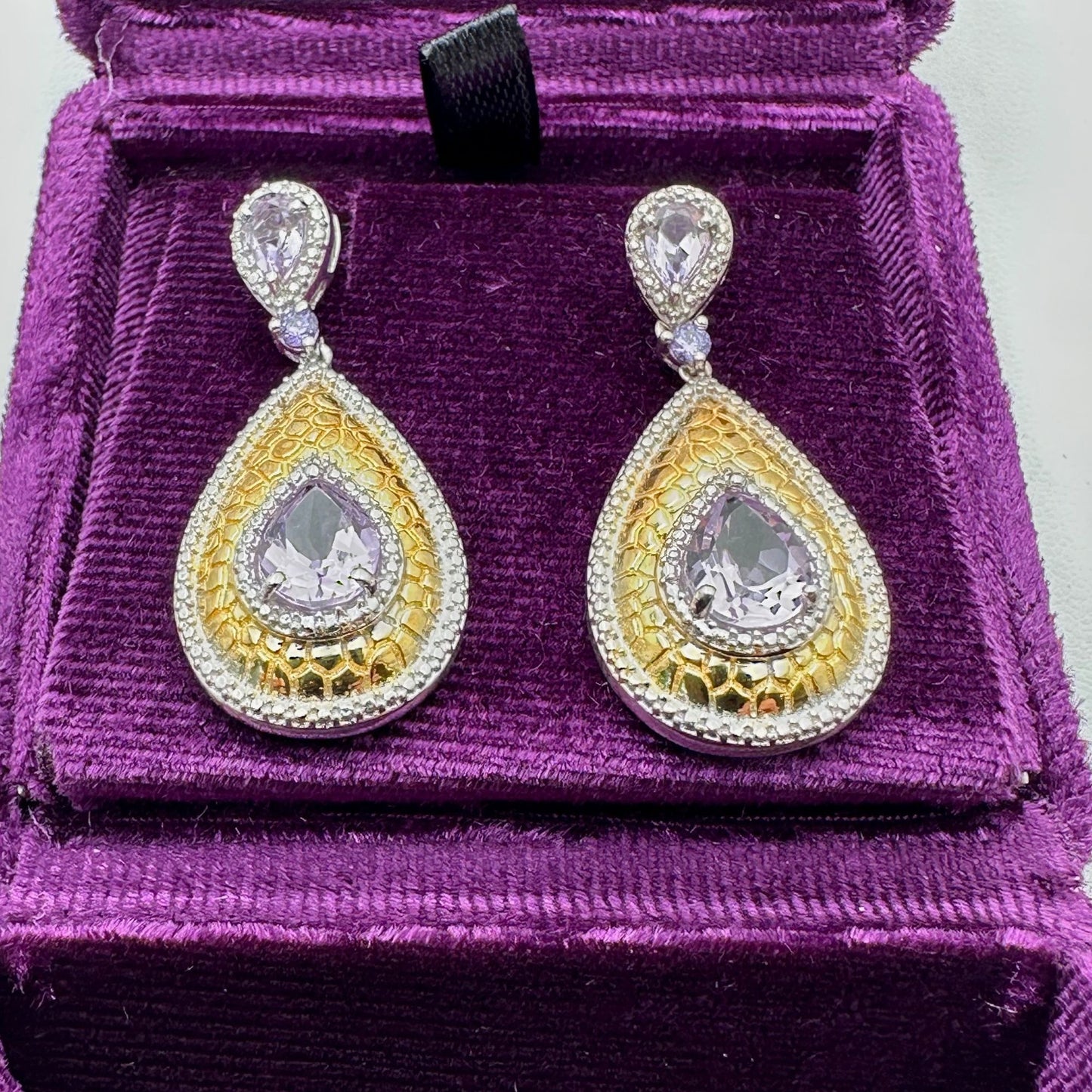 D'Joy Amethyst Sterling Silver Chandelier Pierced Earrings 1.5"