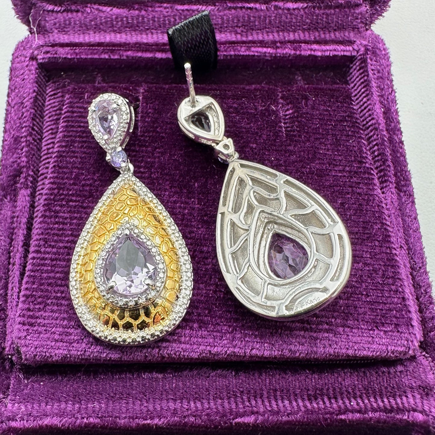 D'Joy Amethyst Sterling Silver Chandelier Pierced Earrings 1.5"