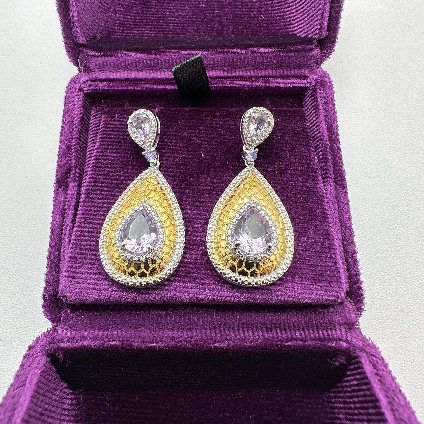 D'Joy Amethyst Sterling Silver Chandelier Pierced Earrings 1.5"