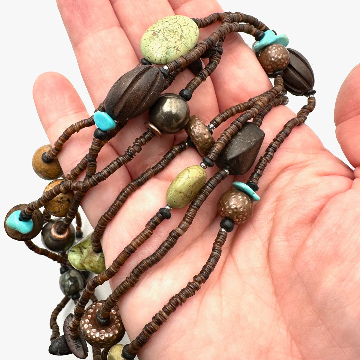 Vintage Silpada 60" Sterling Silver Turquoise & Heishi Bead Necklace JB26