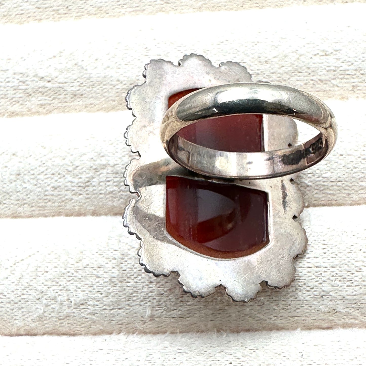 Carolyn Pollack Relios Red Carnelian Tigers Eye Sterling Silver Ring Size 6