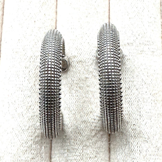 Judith Ripka Pierced 1 Inch Hoop Earrings 18K Gold Sterling Silver