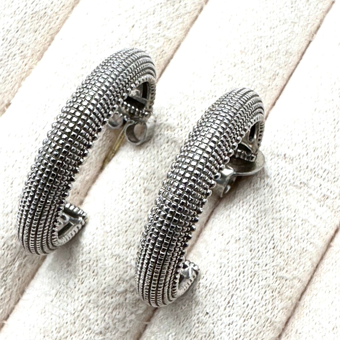 Judith Ripka Pierced 1 Inch Hoop Earrings 18K Gold Sterling Silver