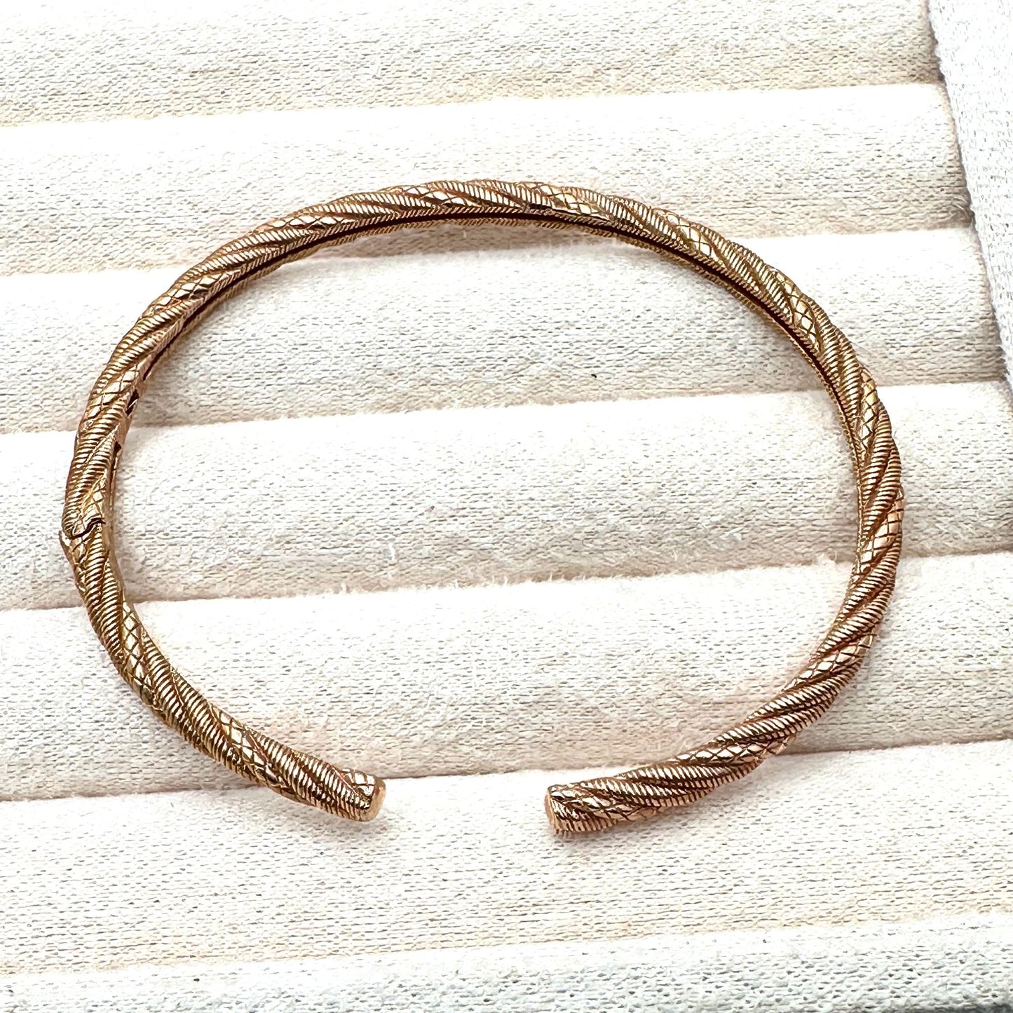 Judith Ripka Bracelet Rose Gold Plated Sterling Silver Hinged Cuff 7 Inch