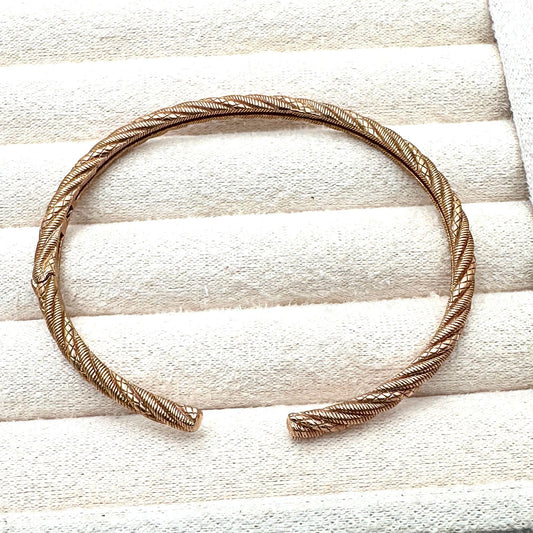 Judith Ripka Bracelet Rose Gold Plated Sterling Silver Hinged Cuff 7 Inch