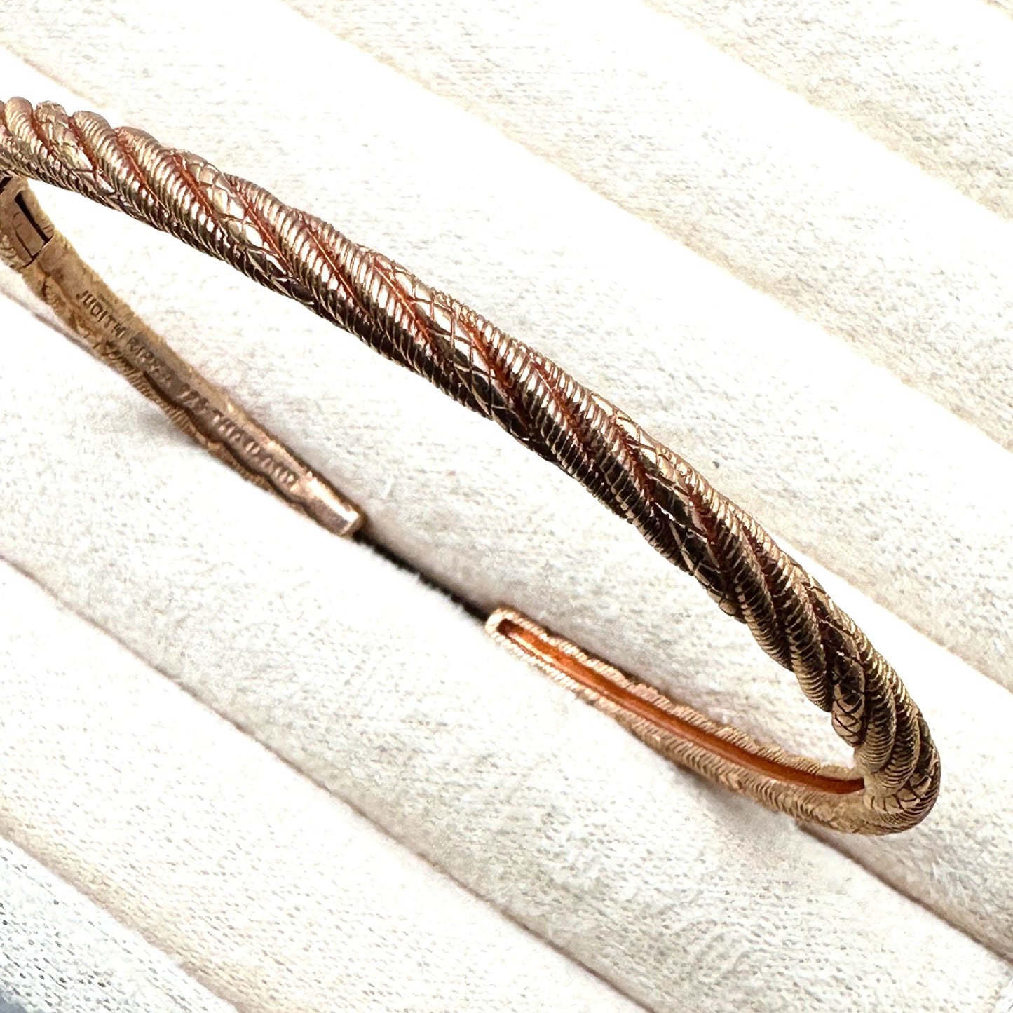 Judith Ripka Bracelet Rose Gold Plated Sterling Silver Hinged Cuff 7 Inch