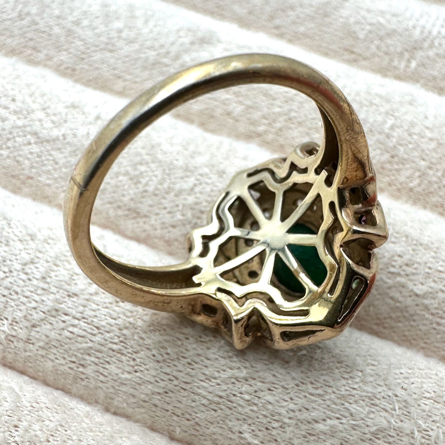 Opal Diamond Multi Gemstone Ring Gold Plated Sterling Silver Size 8