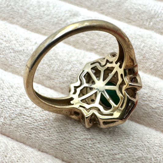 Opal Diamond Multi Gemstone Ring Gold Plated Sterling Silver Size 8