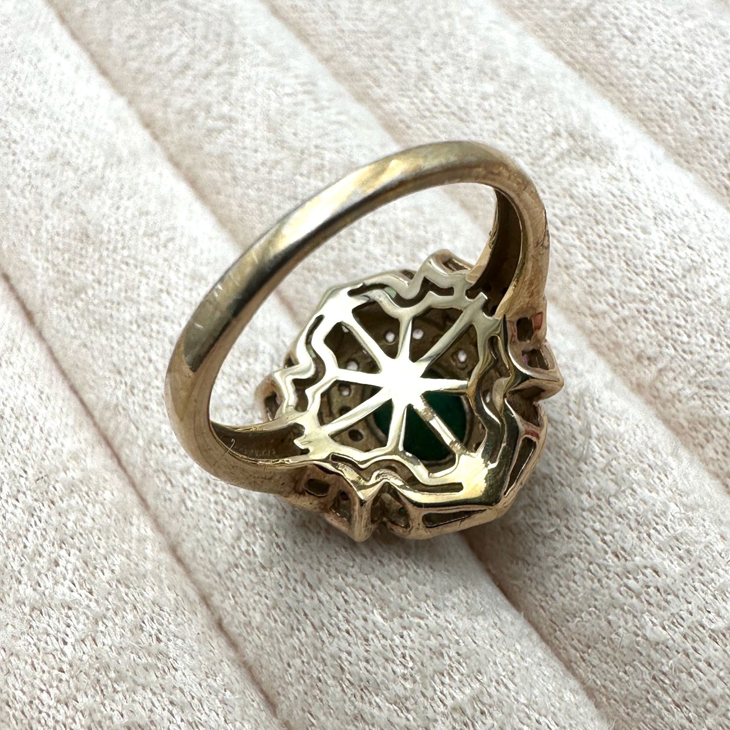 Opal Diamond Multi Gemstone Ring Gold Plated Sterling Silver Size 8