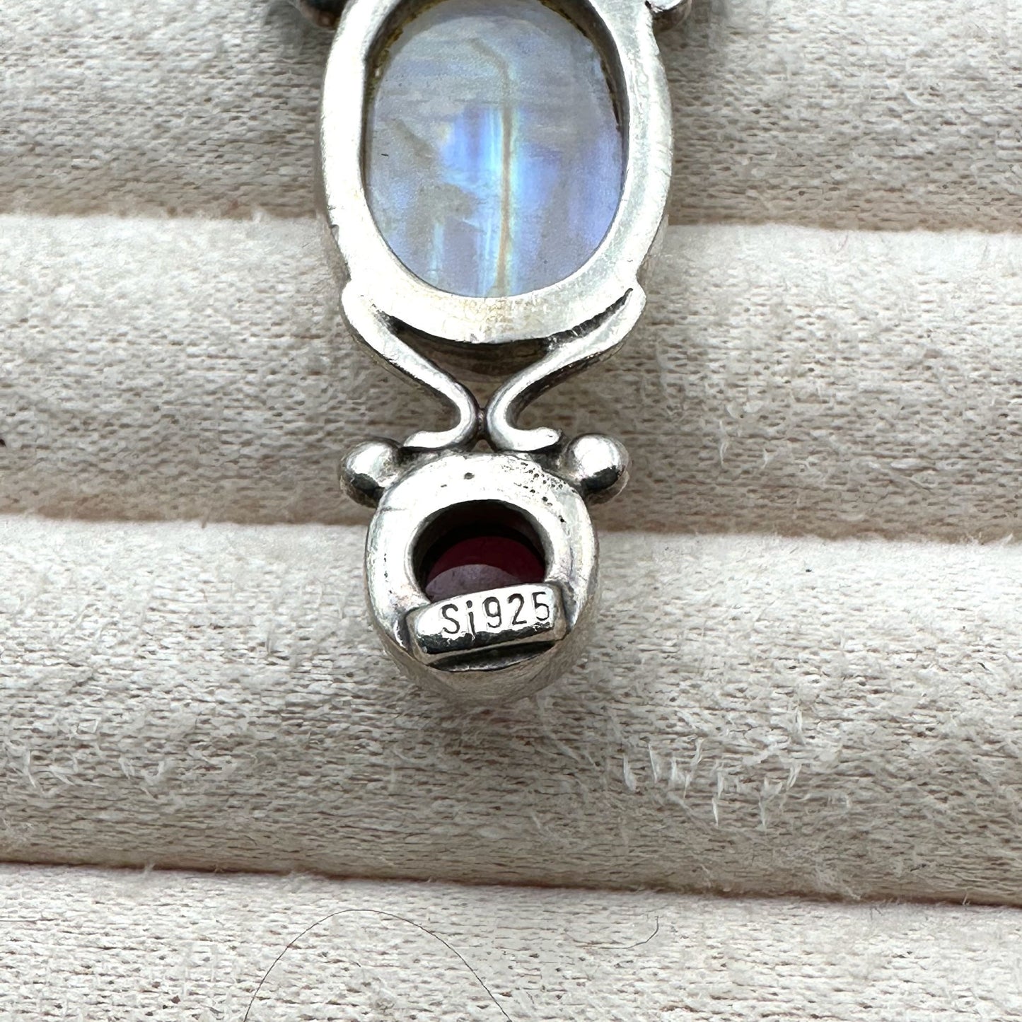 Amethyst Moonstone Multi Gemstone Sterling Silver Pendant 2.5"