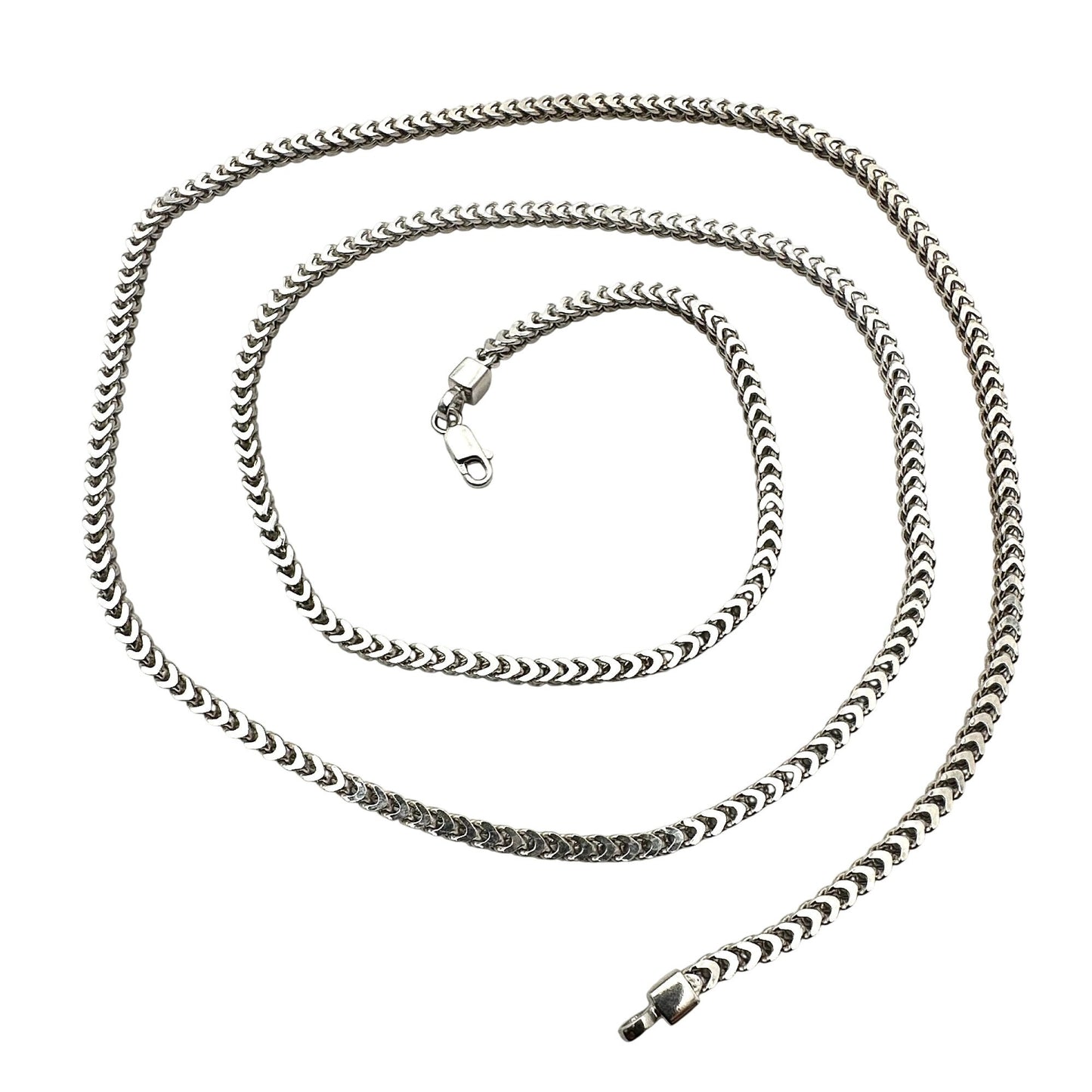 Italy Sterling Silver Chevron Link Chain Necklace 29 Inch