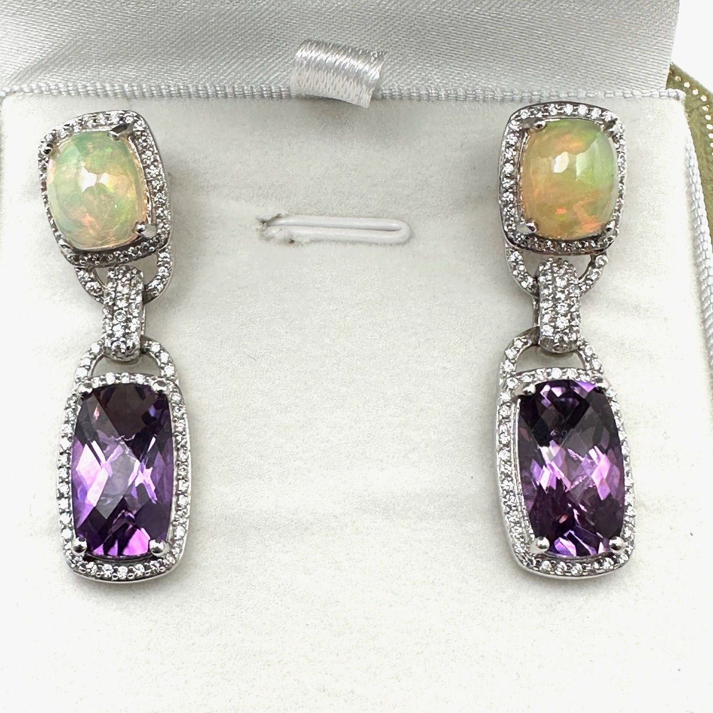 Rarities Carol Brodie Sterling Ethiopian Opal Amethyst Zircon Pierced Earrings