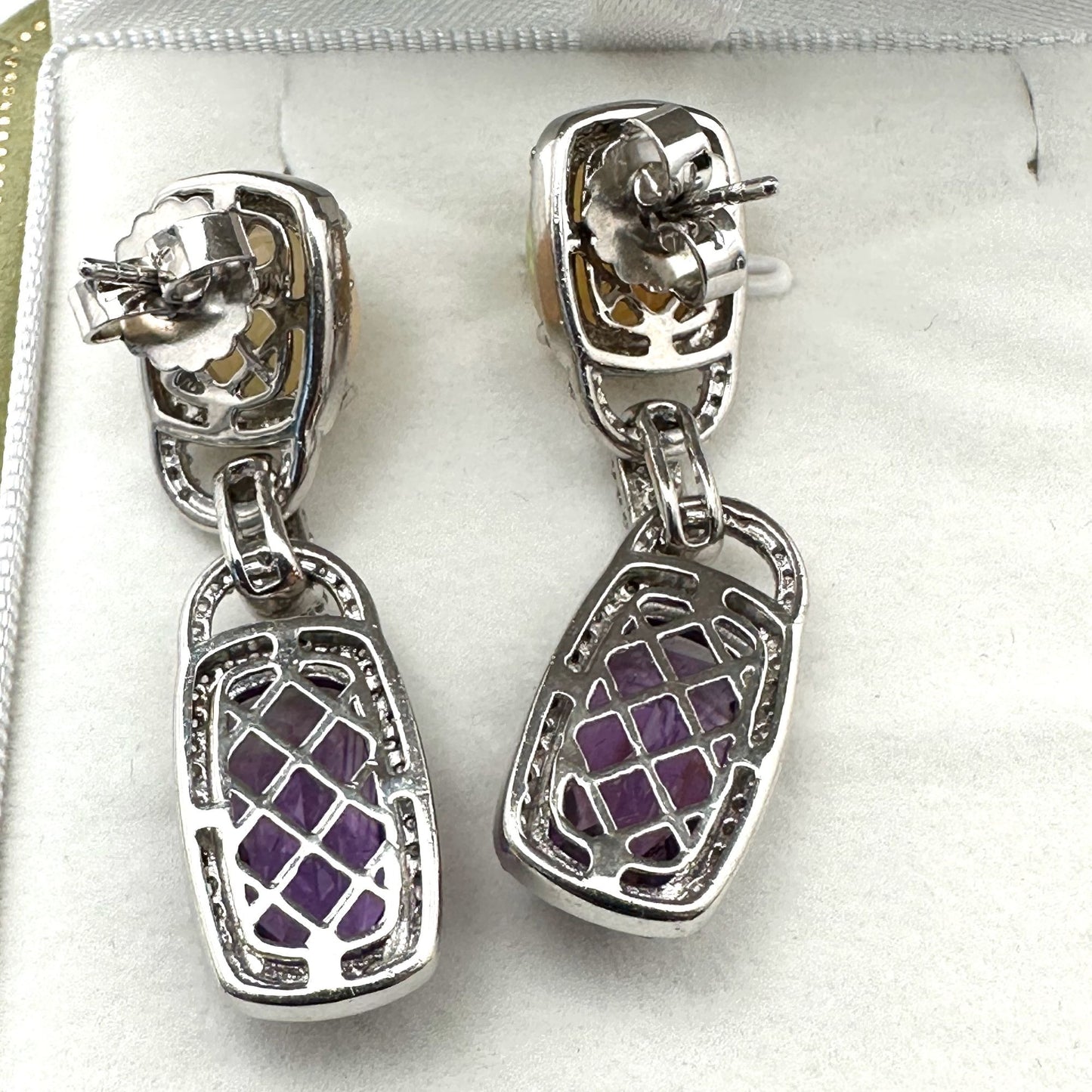 Rarities Carol Brodie Sterling Ethiopian Opal Amethyst Zircon Pierced Earrings