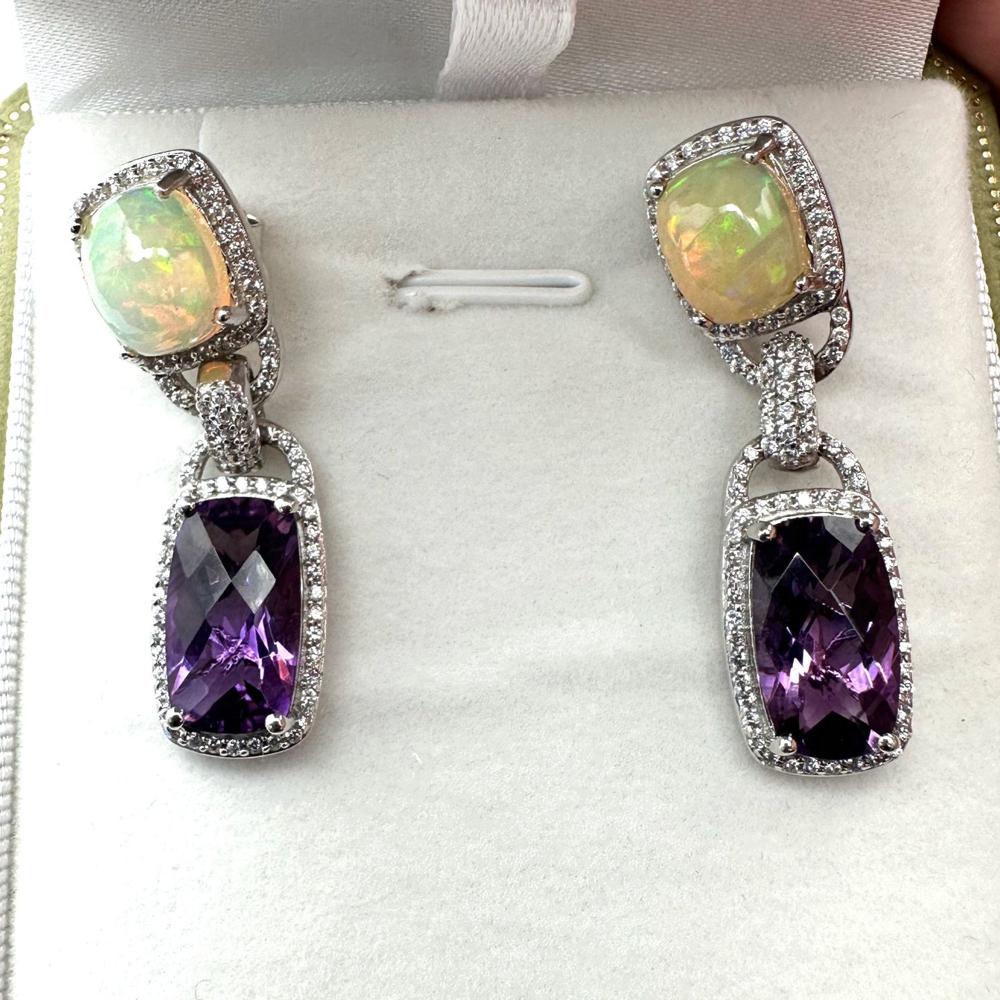 Rarities Carol Brodie Sterling Ethiopian Opal Amethyst Zircon Pierced Earrings