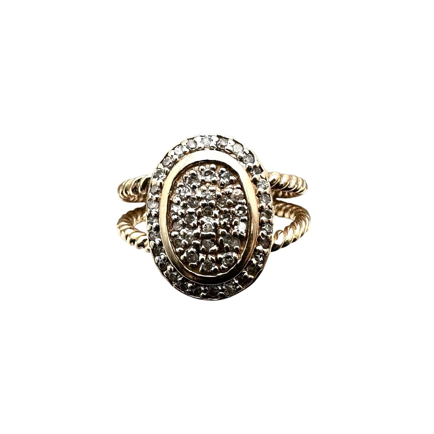 Vintage 14K Yellow Gold Diamond Cluster Ring 5 Grams Size 7